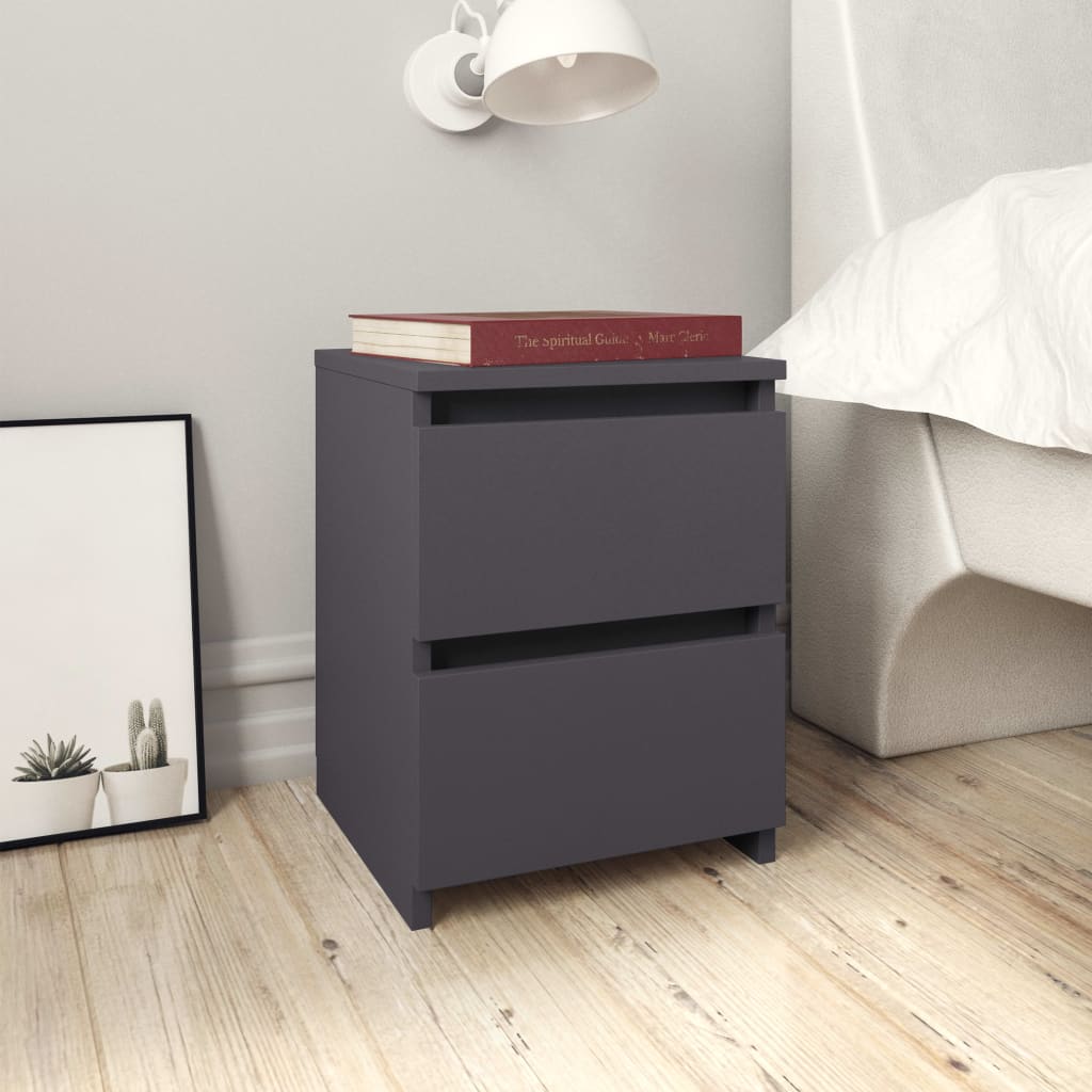 vidaXL Bedside Cabinets 2 pcs Grey 30x30x40 cm Engineered Wood