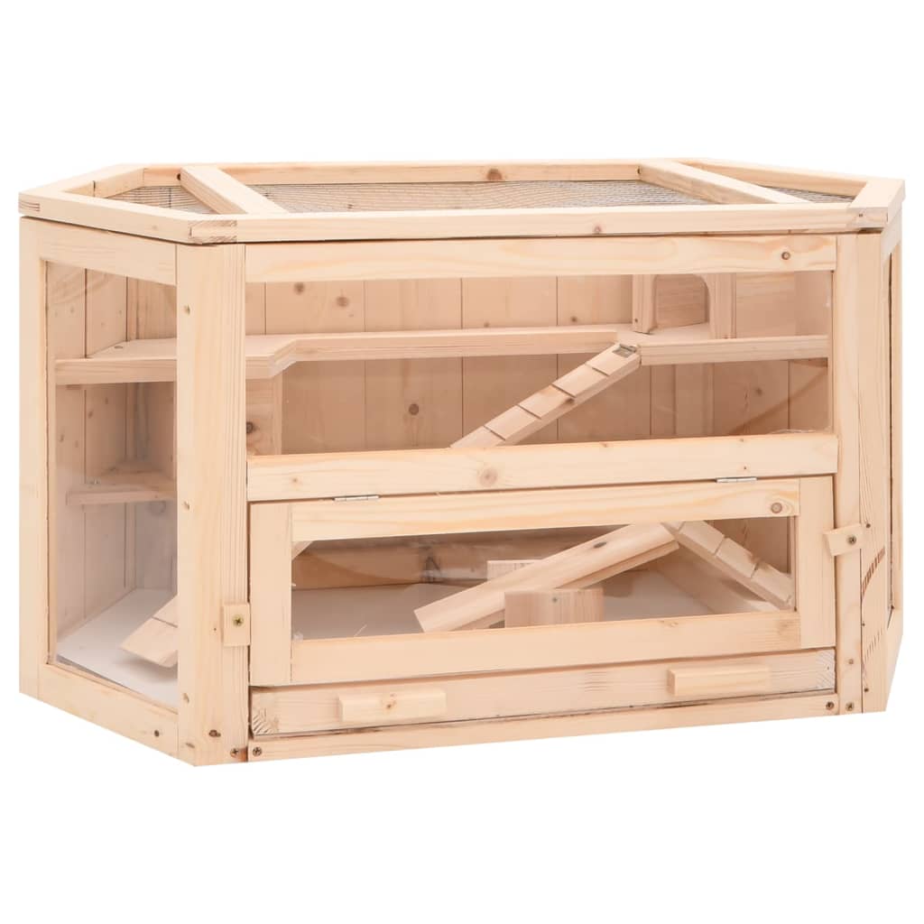 vidaXL Hamster Cage 80x40x43 cm Solid Wood Fir