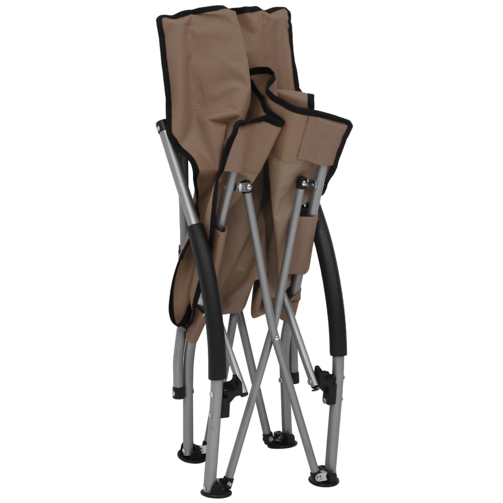 vidaXL Folding Beach Chairs 2 pcs Taupe Fabric