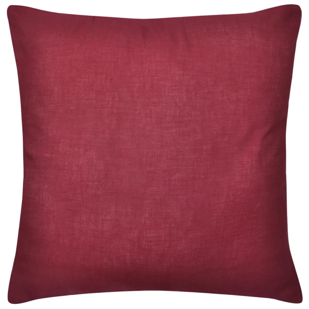 4 Burgundy Cushion Covers Cotton 80 x 80 cm