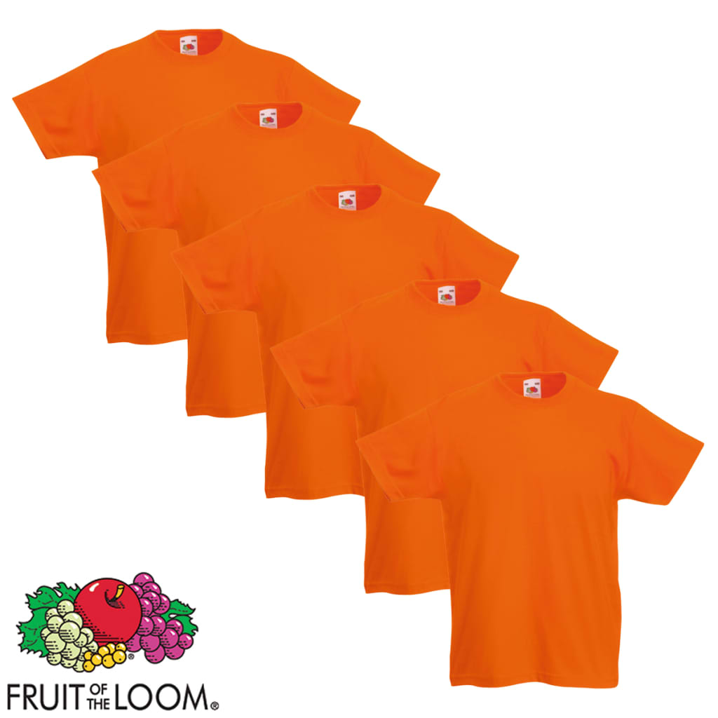 Fruit of the Loom Original Kids' T-shirt 5 pcs Orange Size 128