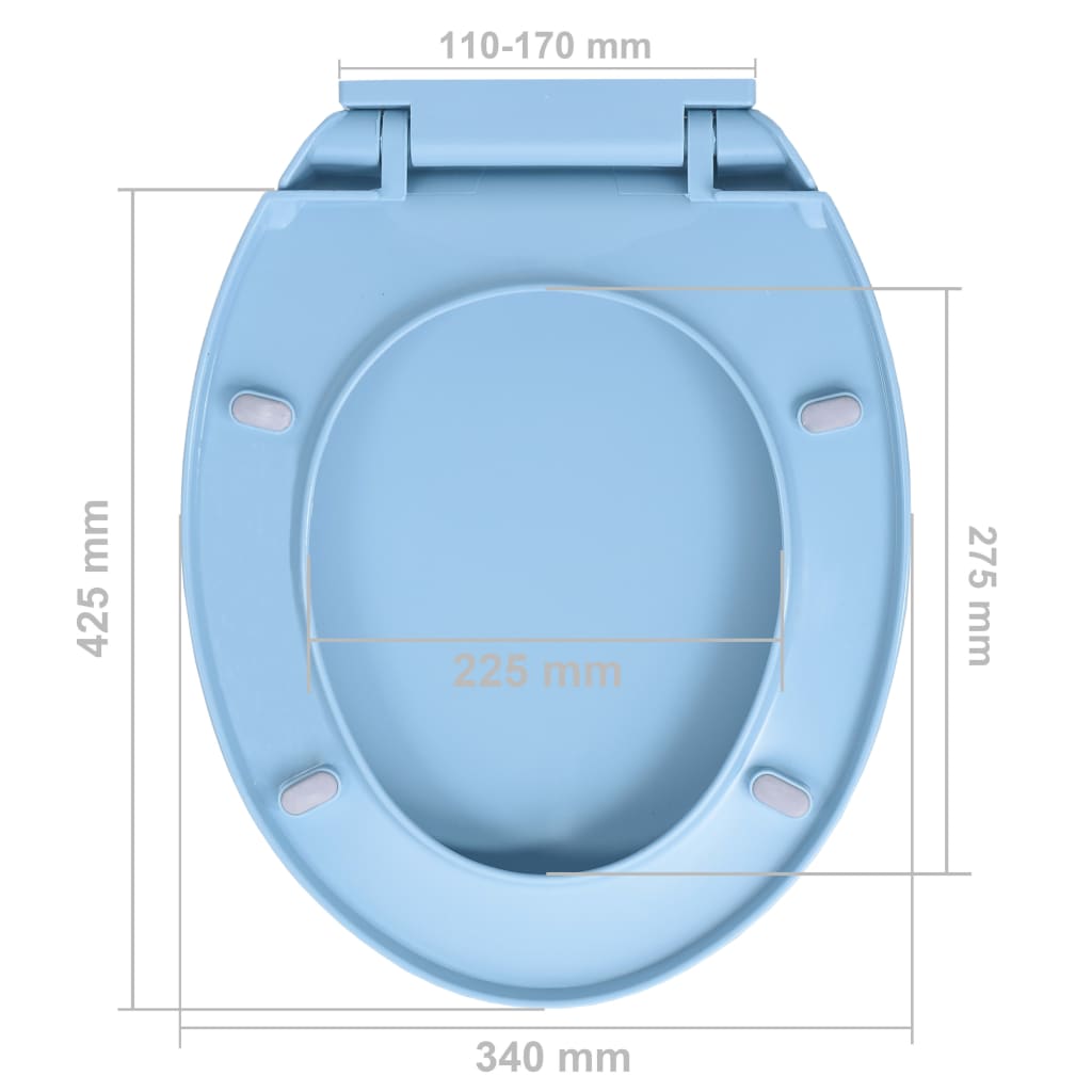 vidaXL Soft-Close Toilet Seat Quick Release Blue Oval