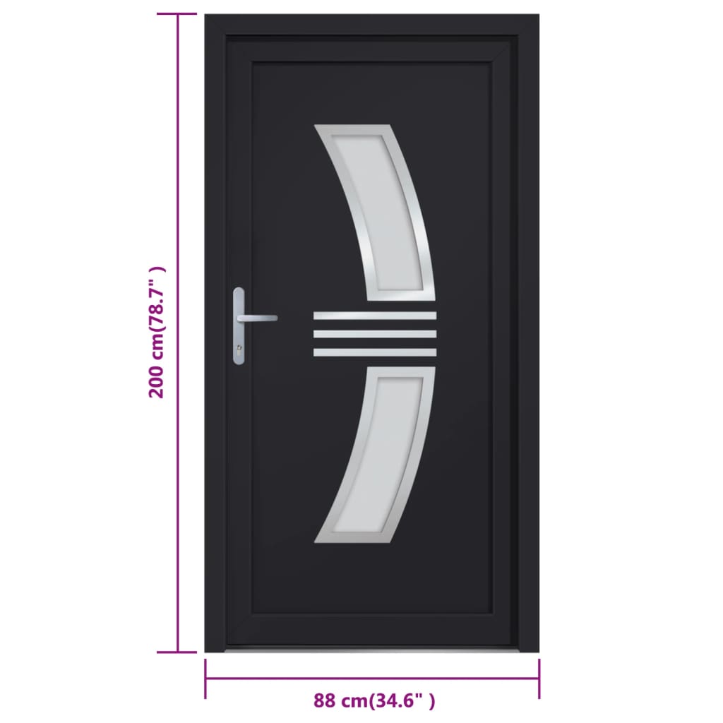vidaXL Front Door Anthracite 88x200 cm PVC