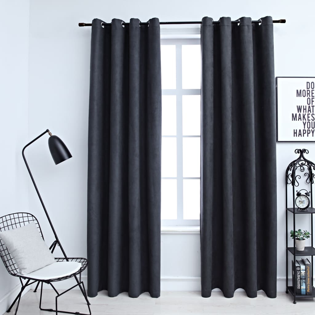 vidaXL Blackout Curtains with Metal Rings 2 pcs Anthracite 140x245 cm