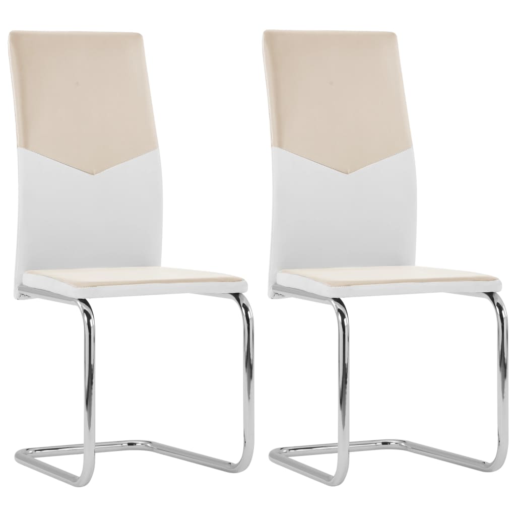 vidaXL Cantilever Dining Chairs 2 pcs Cappuccino Faux Leather
