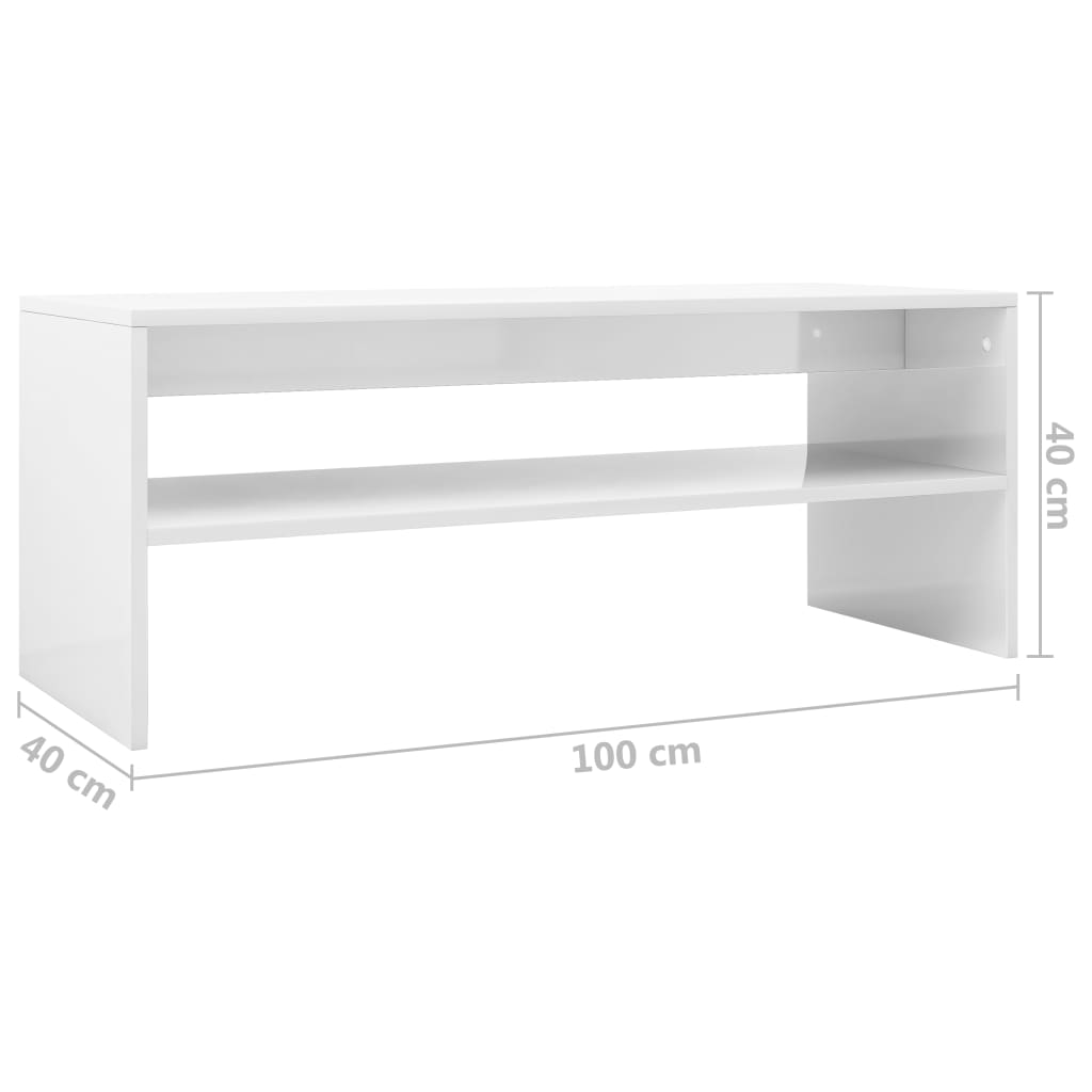 vidaXL Coffee Table High Gloss White 100x40x40 cm Engineered Wood