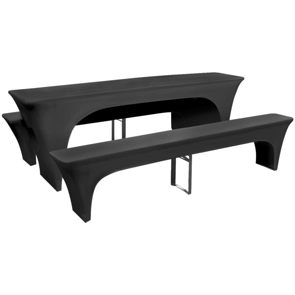 vidaXL Three Piece Slipcover for Beer Table/Benches Stretch Anthracite