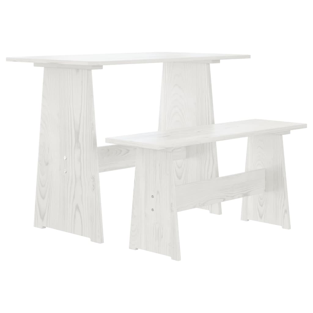 vidaXL Dining Table with Bench White Solid Pinewood