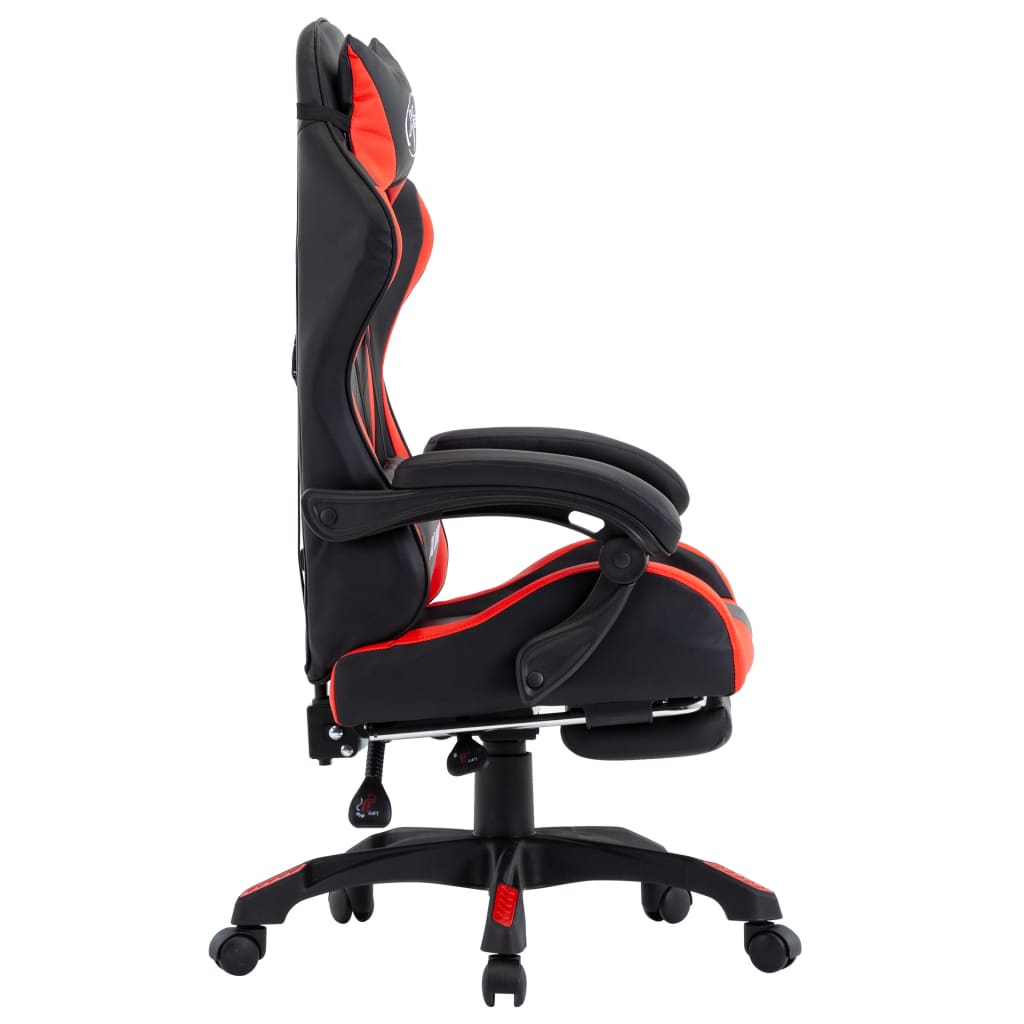 vidaXL Racing Chair with Footrest Red and Black Faux Leather