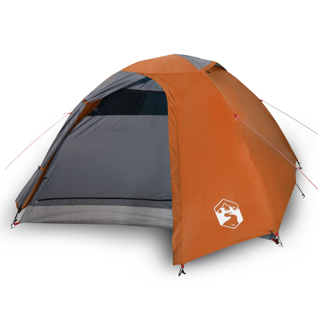 vidaXL Camping Tent Dome 4-Person Grey and Orange Waterproof