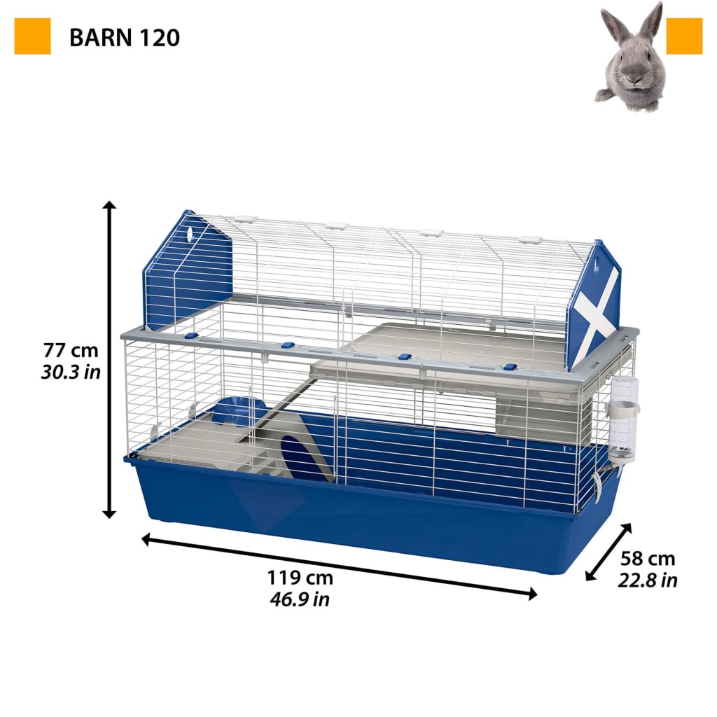 Nachtvlek Geruïneerd Vertrouwelijk Ferplast Rabbit Cage Barn 120 119x58x77 cm Blue | vidaXL.co.uk