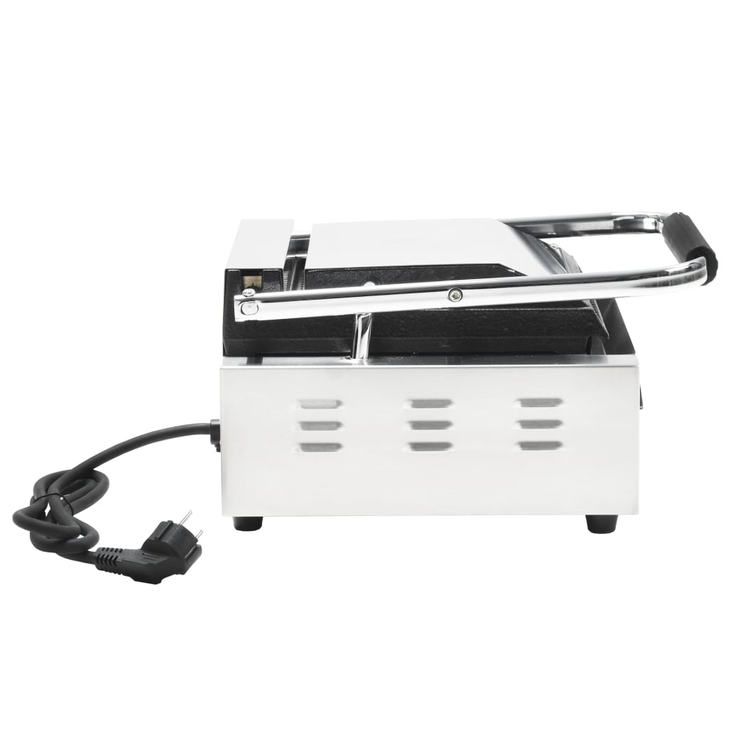 vidaXL Grooved Panini Grill Stainless Steel 1800 W 31x30.5x20 cm