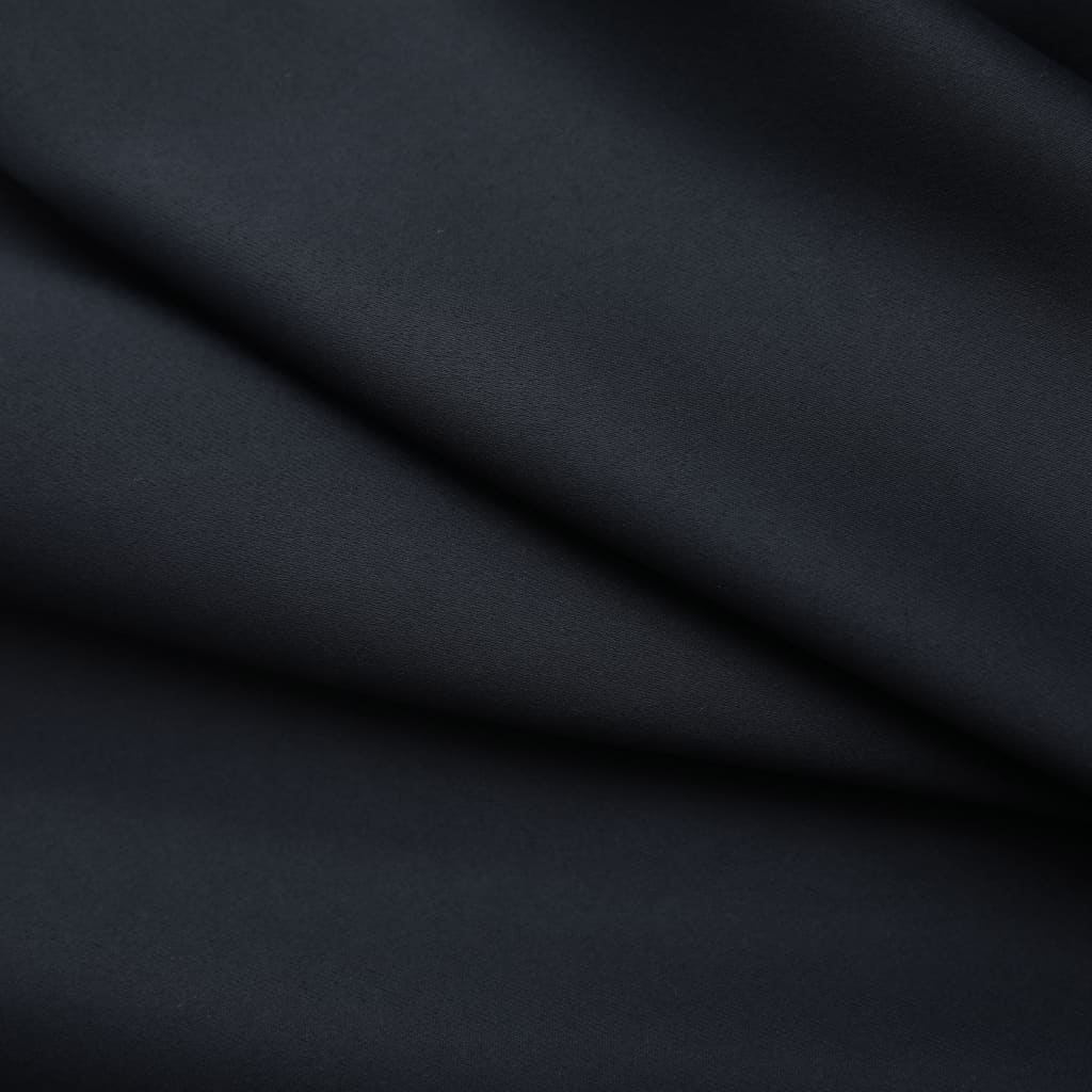 vidaXL Blackout Curtains with Hooks 2 pcs Black 140x225 cm