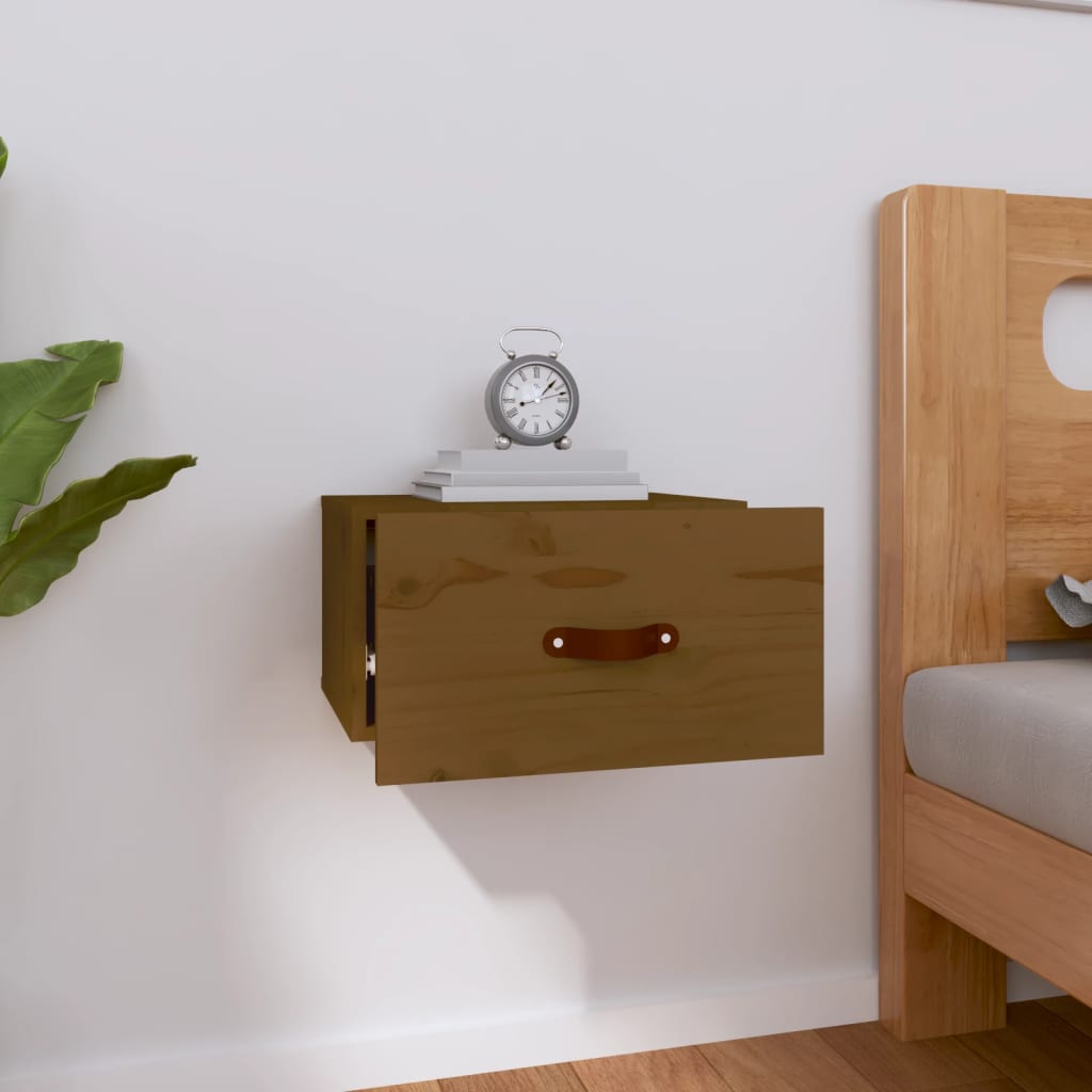 vidaXL Wall-mounted Bedside Cabinet Honey Brown 40x29.5x22 cm