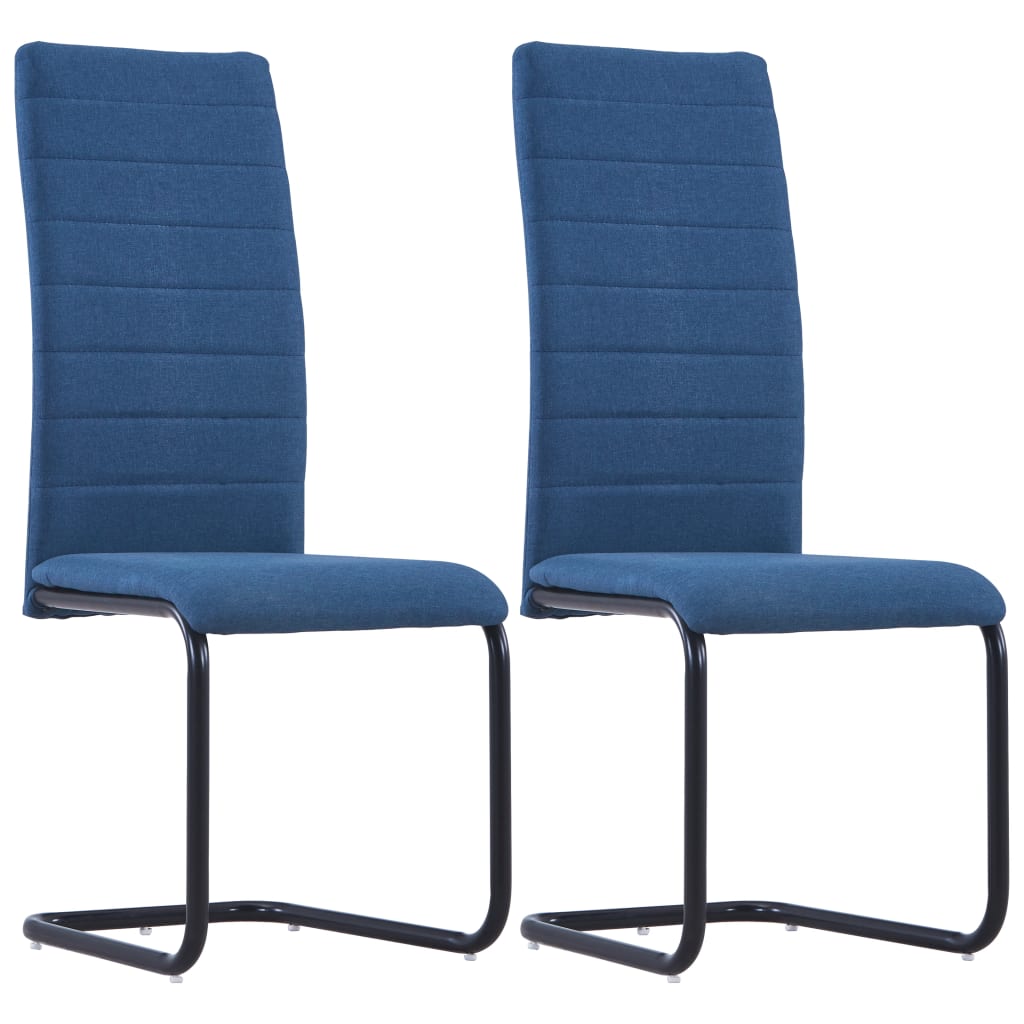 vidaXL Cantilever Dining Chairs 2 pcs Blue Fabric