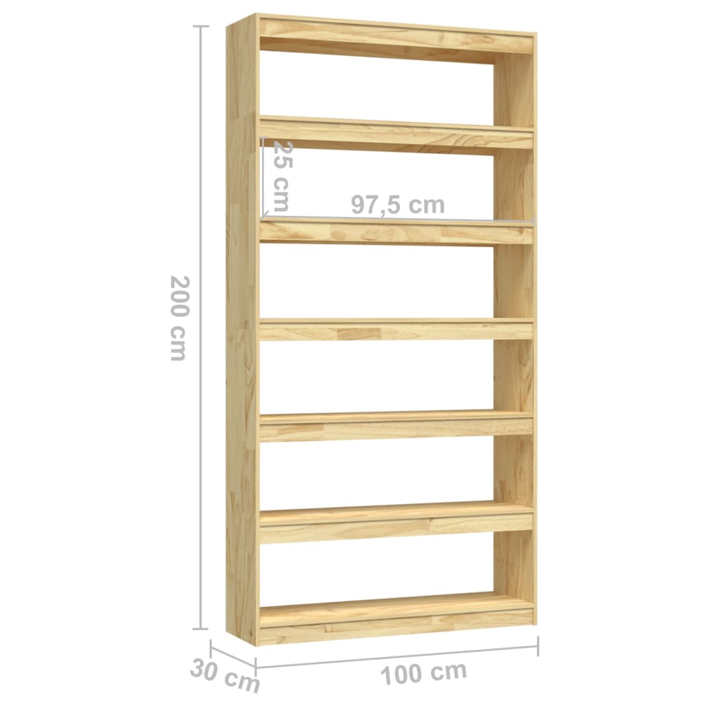 vidaXL Book Cabinet/Room Divider 100x30x200 cm Solid Pinewood