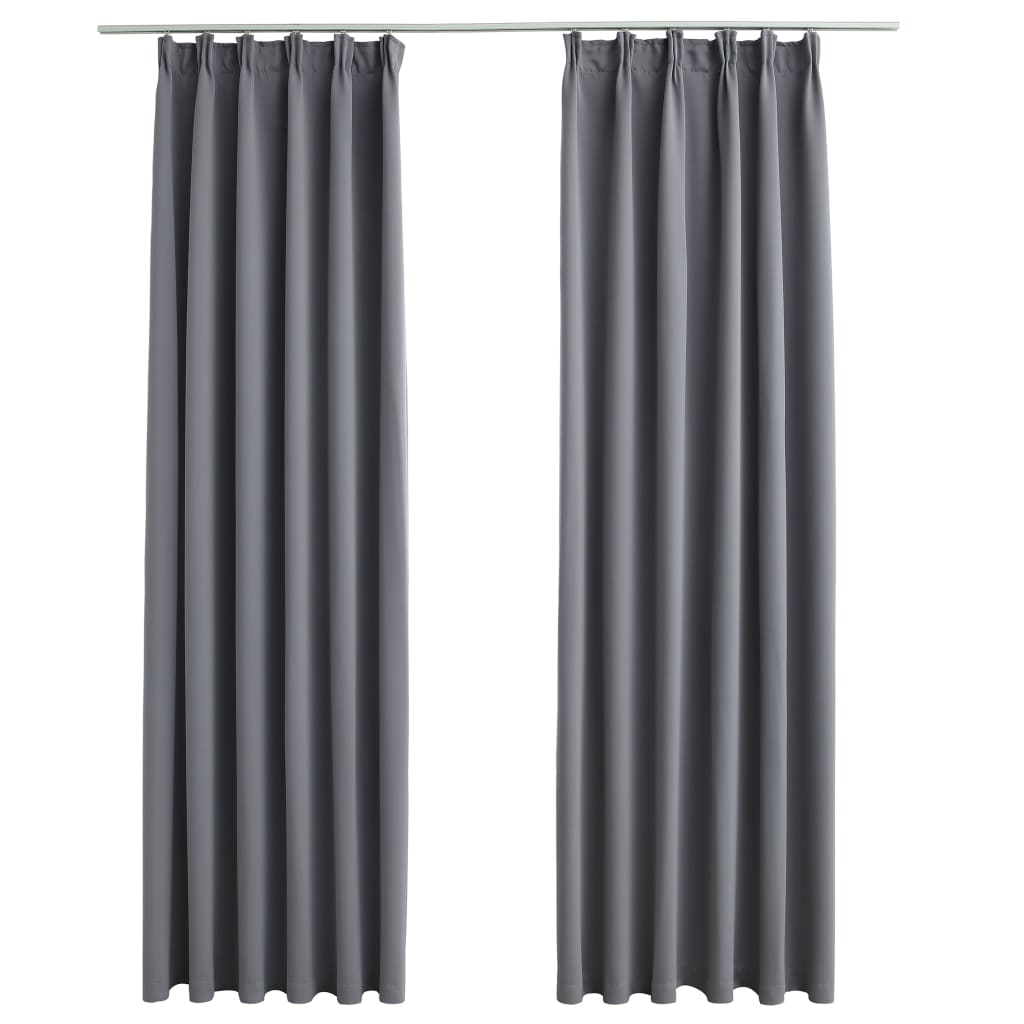 vidaXL Blackout Curtains with Hooks 2 pcs Grey 140x225 cm