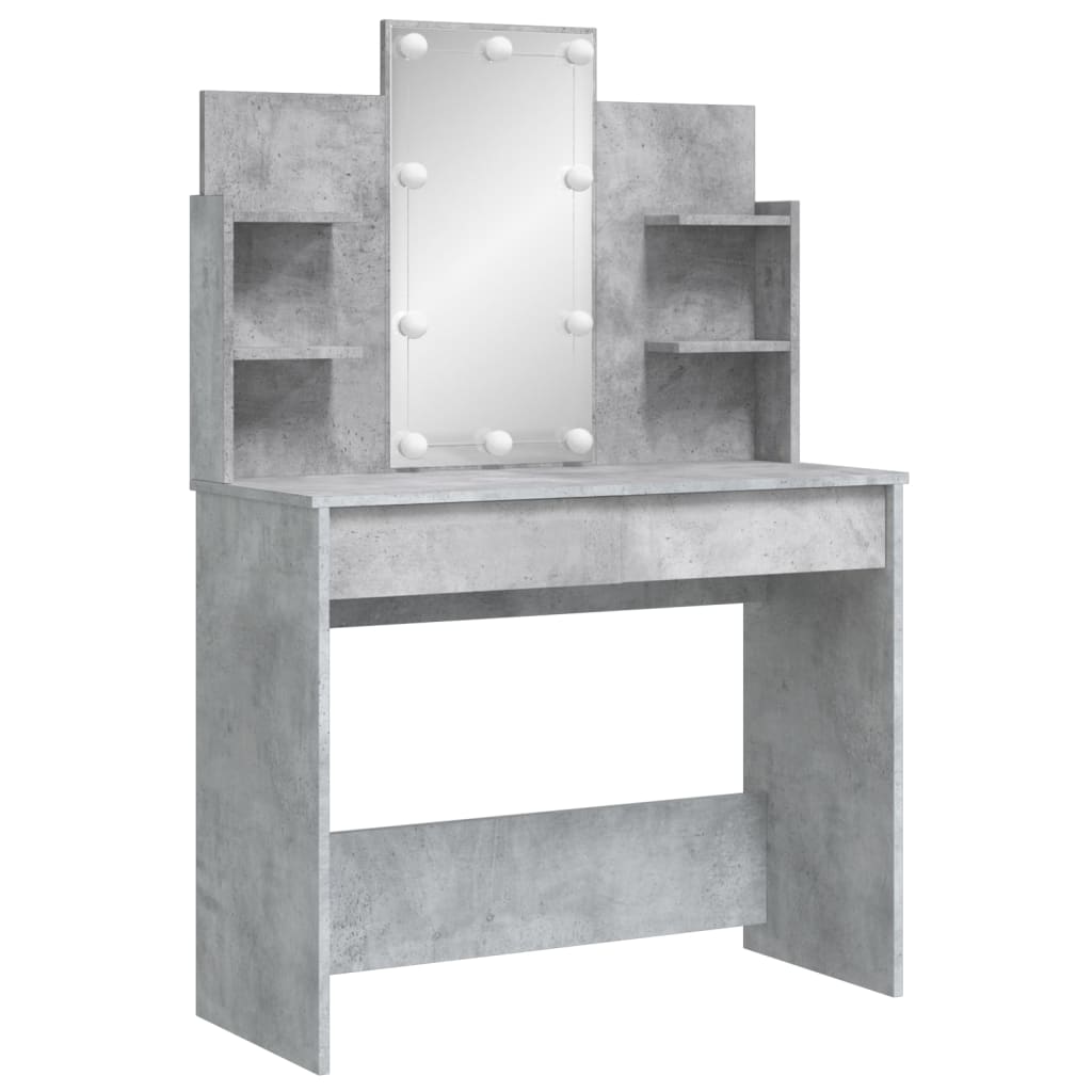 vidaXL Dressing Table with LED Lights Concrete Grey 96x40x142 cm