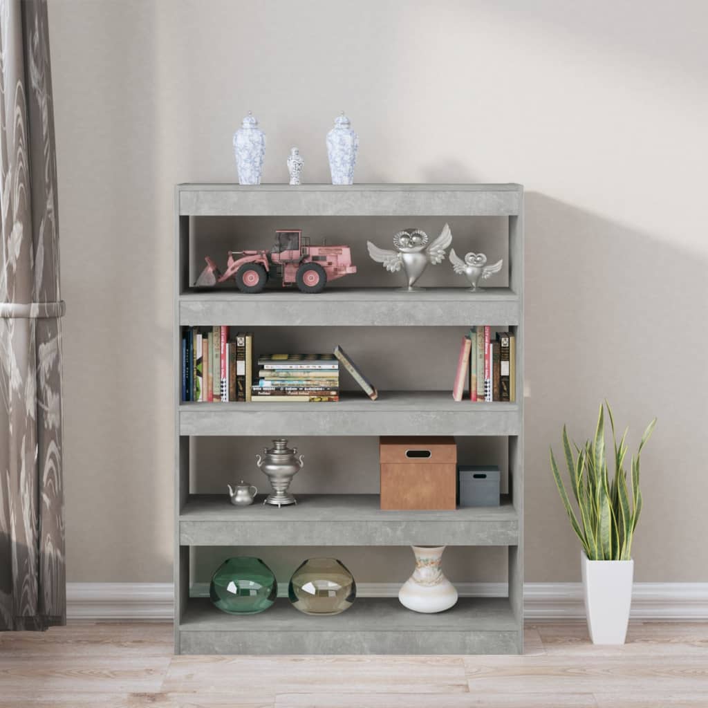 vidaXL Book Cabinet/Room Divider Concrete Grey 100x30x135 cm