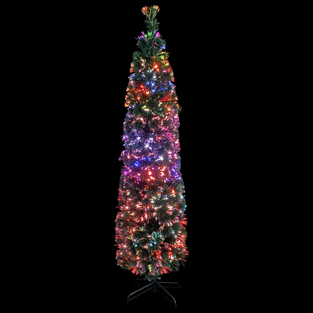 vidaXL Artificial Slim Christmas Tree with Stand 180 cm Fibre Optic