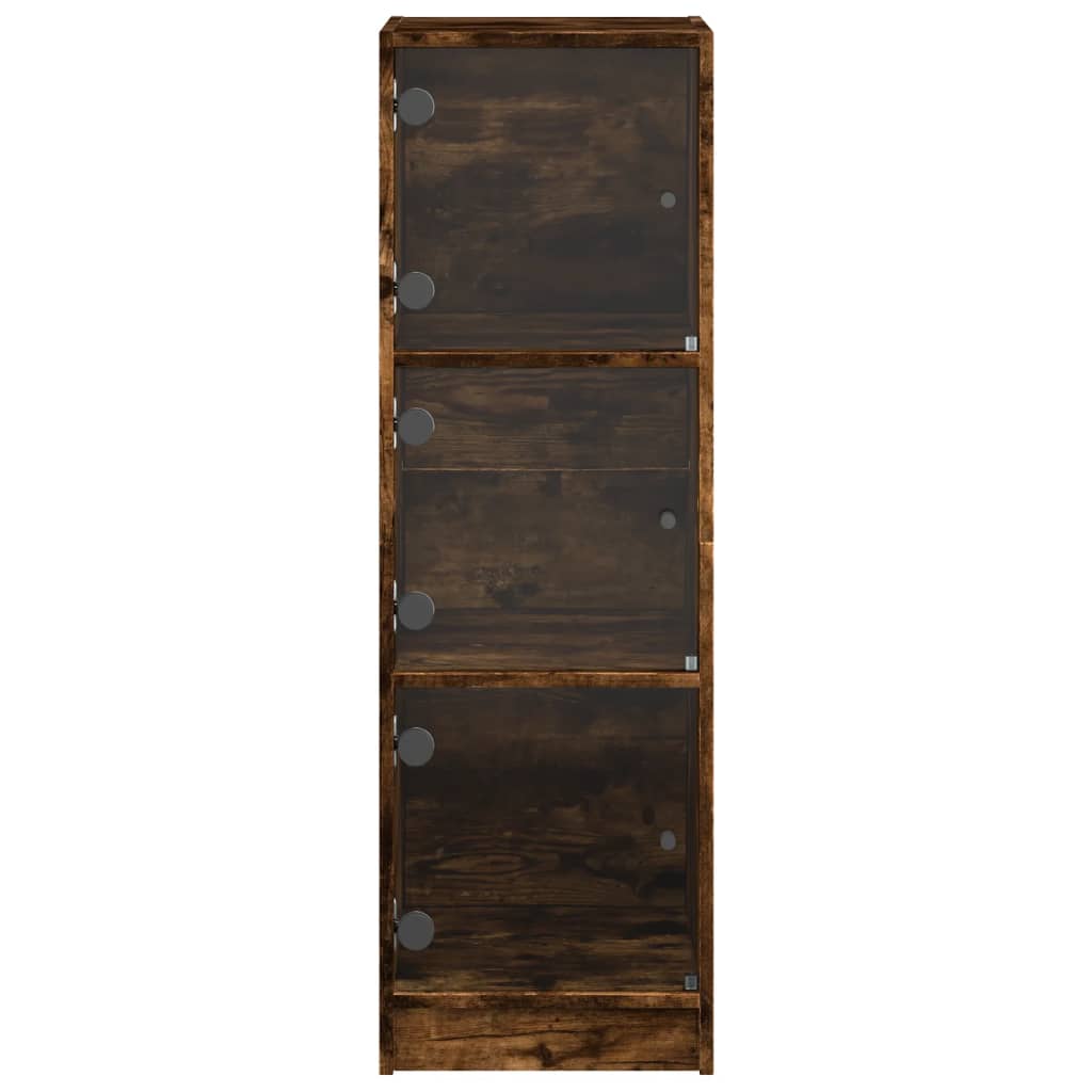 vidaXL Highboard with Glass Doors Smoked Oak 35x37x109 cm