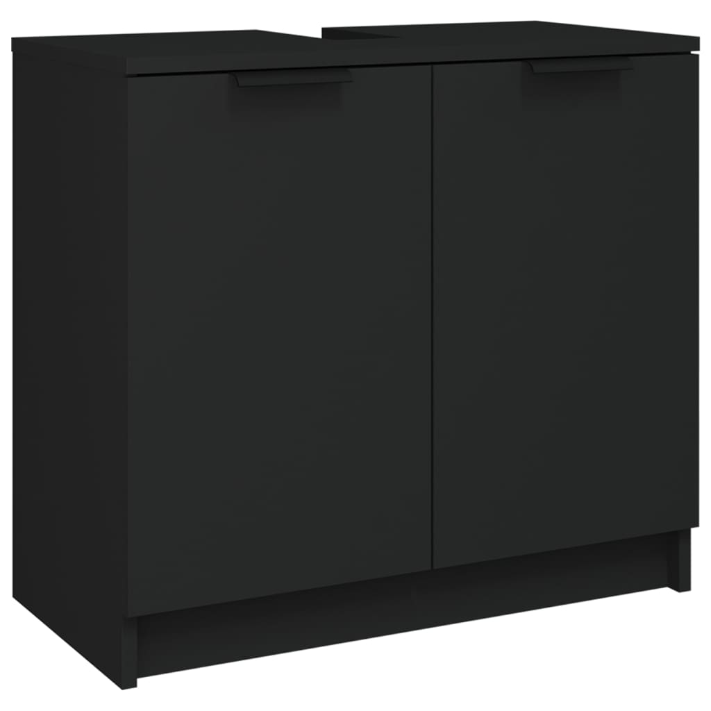 vidaXL Bathroom Cabinet Black 64.5x33.5x59 cm Engineered Wood