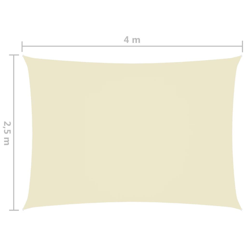 vidaXL Sunshade Sail Oxford Fabric Rectangular 2.5x4 m Cream