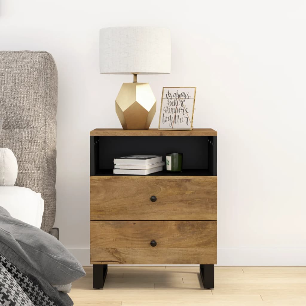 vidaXL Bedside Cabinet 50x33x62 cm Solid Wood Mango&Engineered Wood