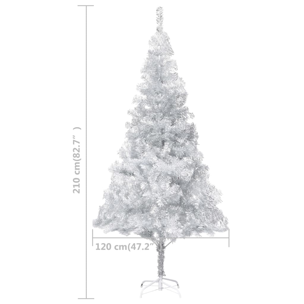 vidaXL Artificial Christmas Tree with LEDs&Ball Set Silver 210 cm PET