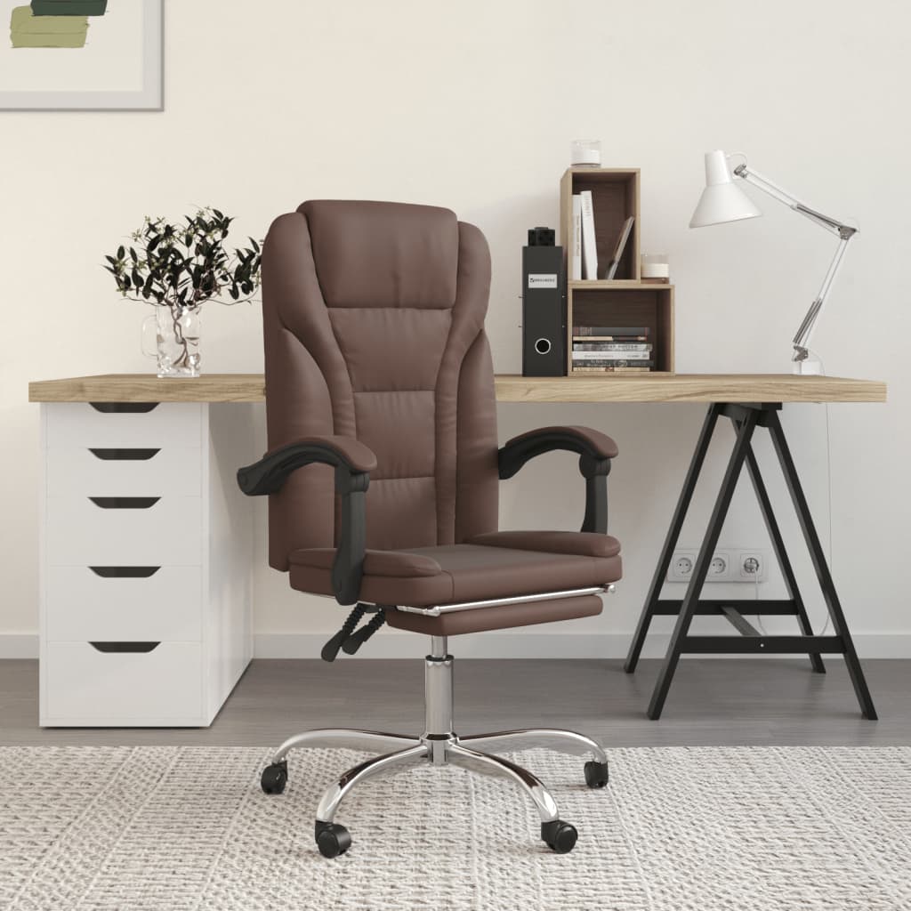 vidaXL Reclining Office Chair Brown Faux Leather