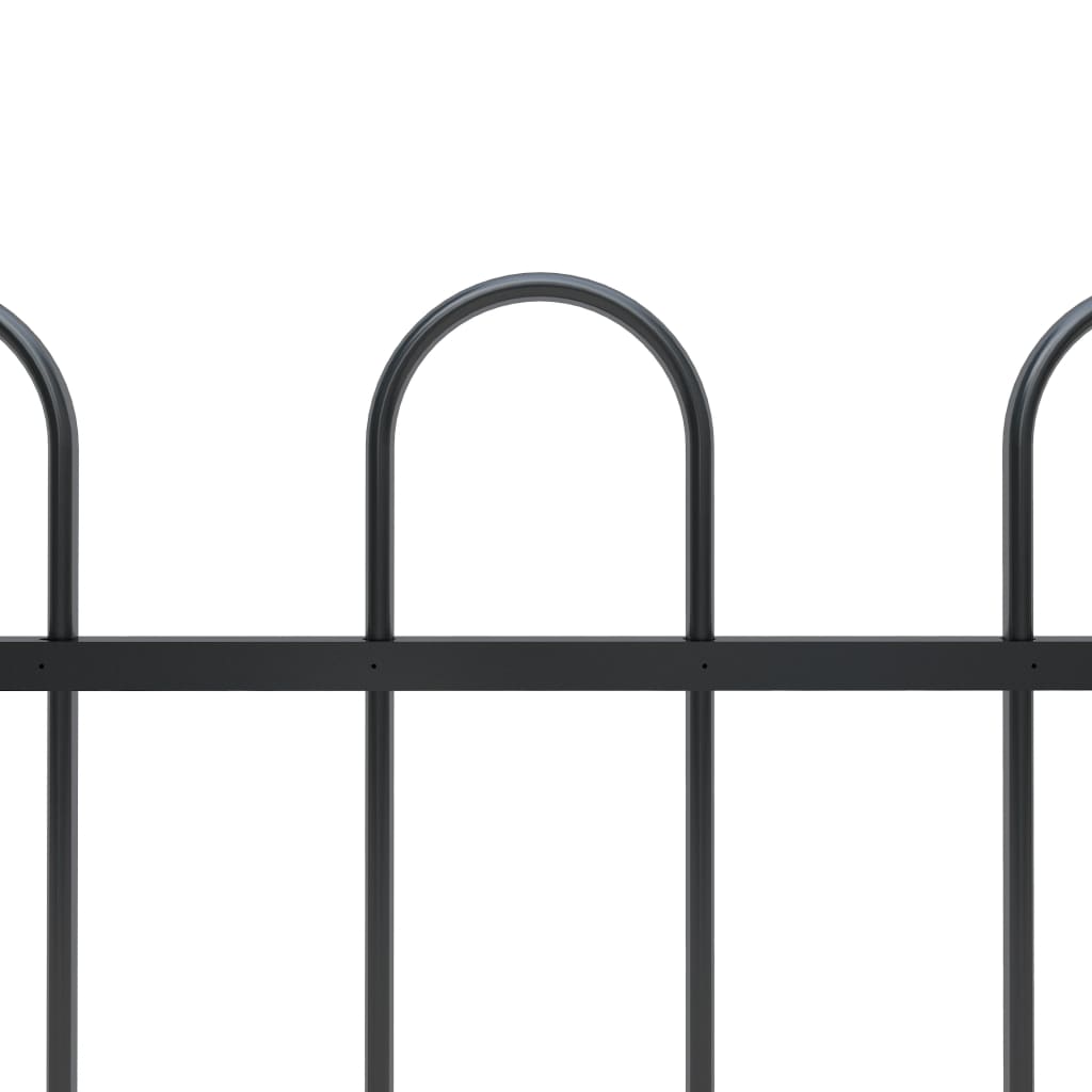 vidaXL Garden Fence with Hoop Top Steel 13.6x0.8 m Black