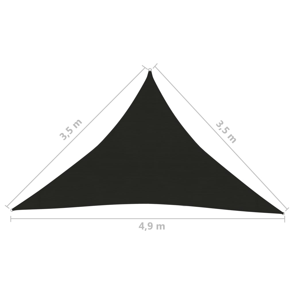 vidaXL Sunshade Sail 160 g/m² Black 3.5x3.5x4.9 m HDPE