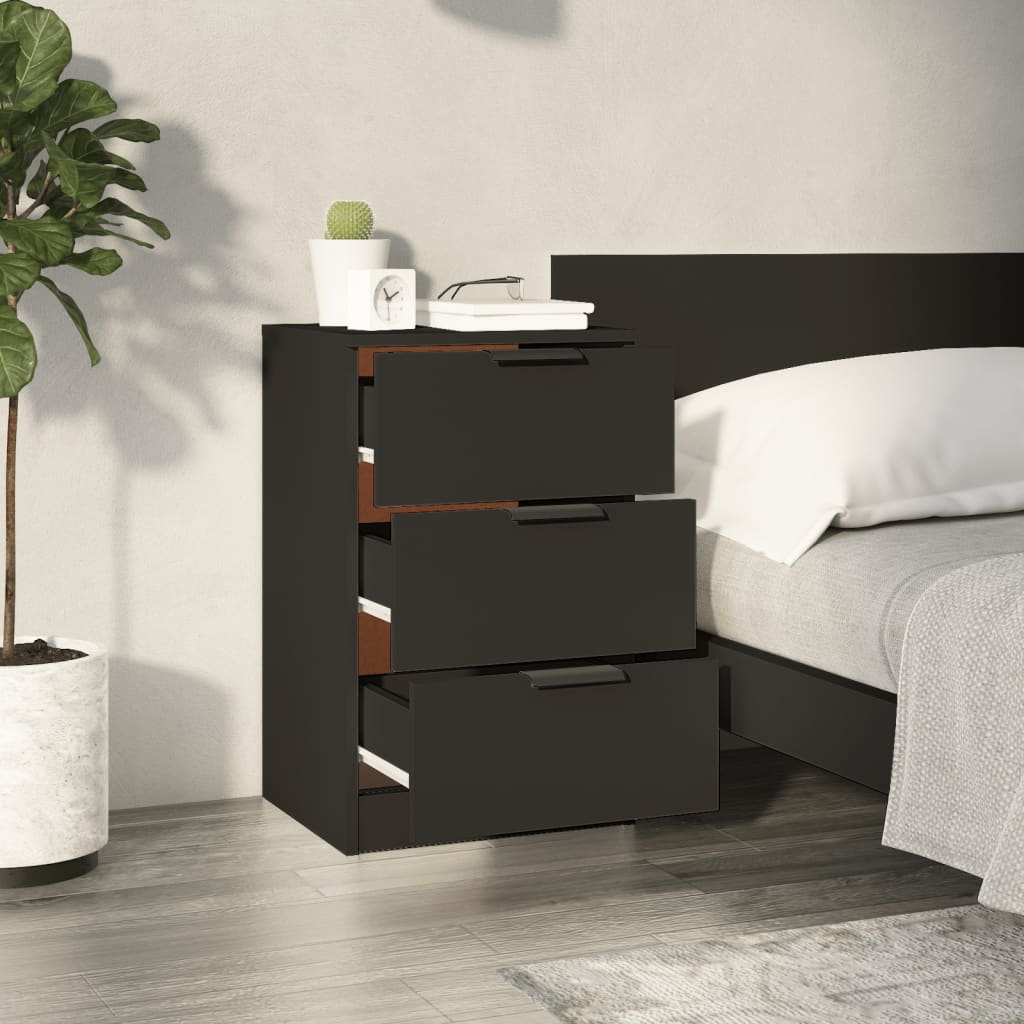 vidaXL Bedside Cabinet Black 40x36x65 cm