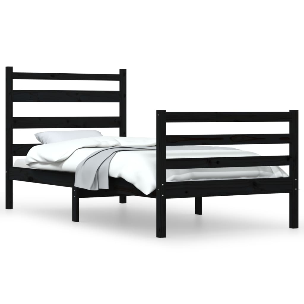 vidaXL Bed Frame Solid Wood Pine 90x200 cm Black