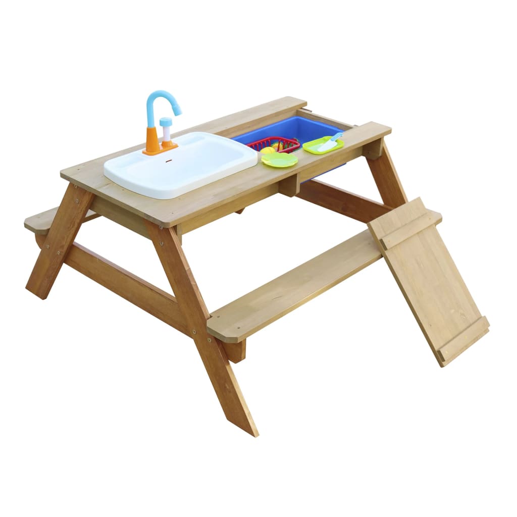 AXI Sand and Water Picnic Table Emily with Play Kitchen Brown