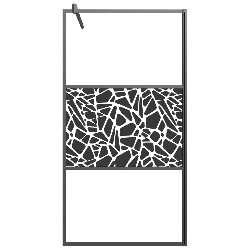 vidaXL Walk-in Shower Wall 100x195cm ESG Glass with Stone Design Black
