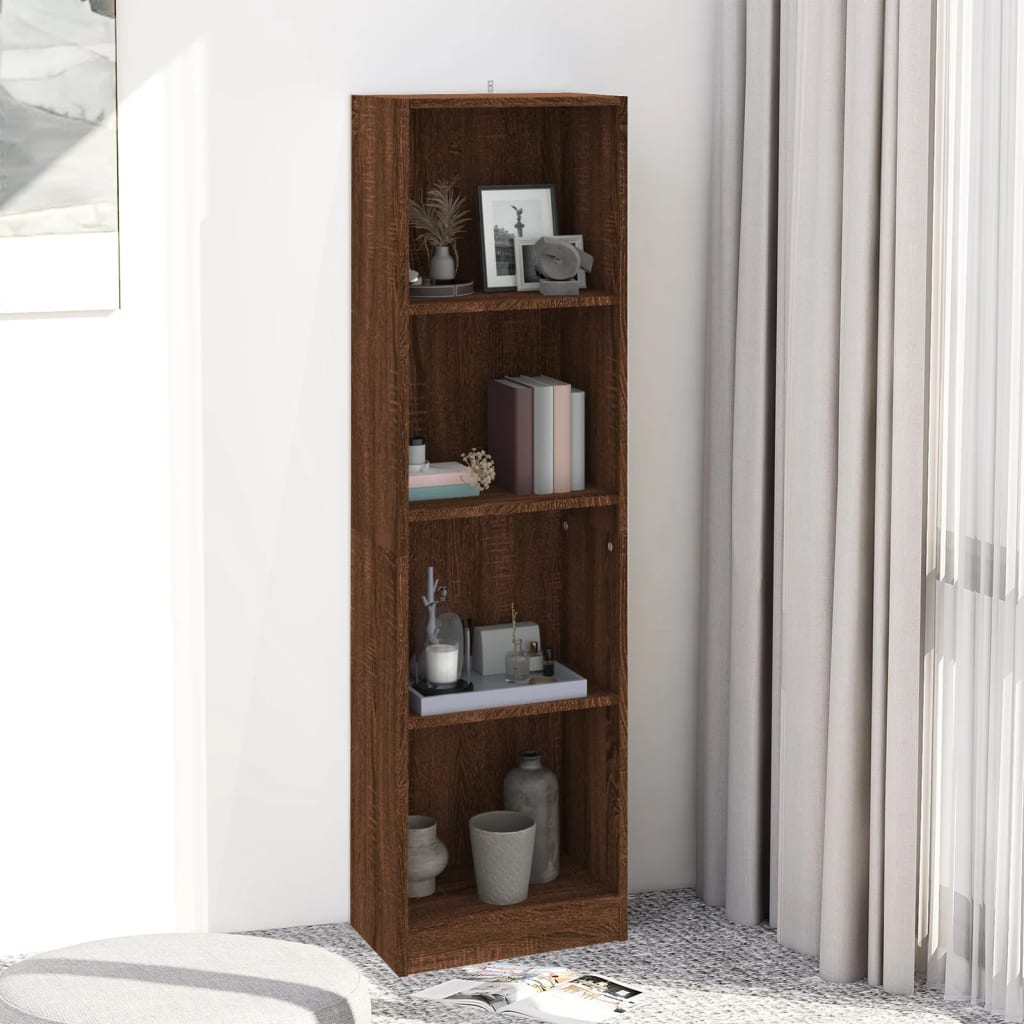 vidaXL 4-Tier Book Cabinet Brown Oak 40x24x143 cm Engineered Wood