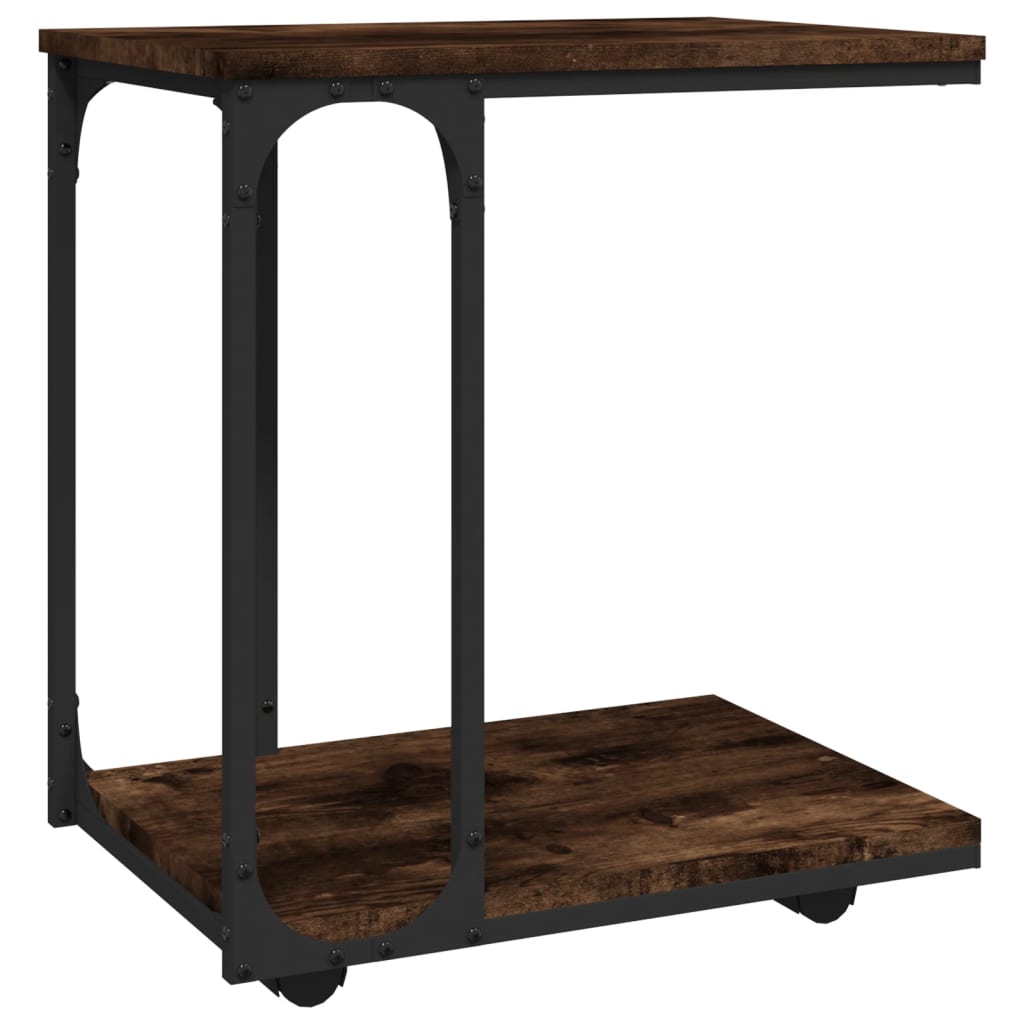 vidaXL Side Table with Wheels Smoked Oak 50x35x55.5cm Engineered Wood
