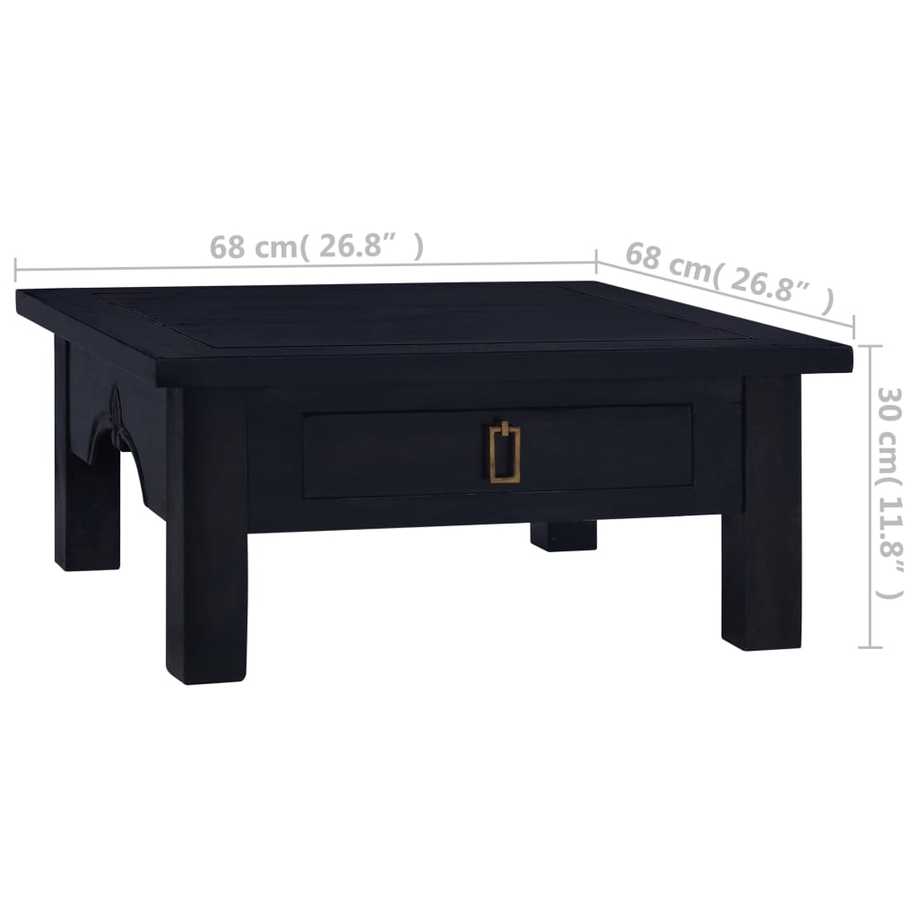 vidaXL Coffee Table Light Black Coffee 68x68x30 cm Solid Mahogany Wood