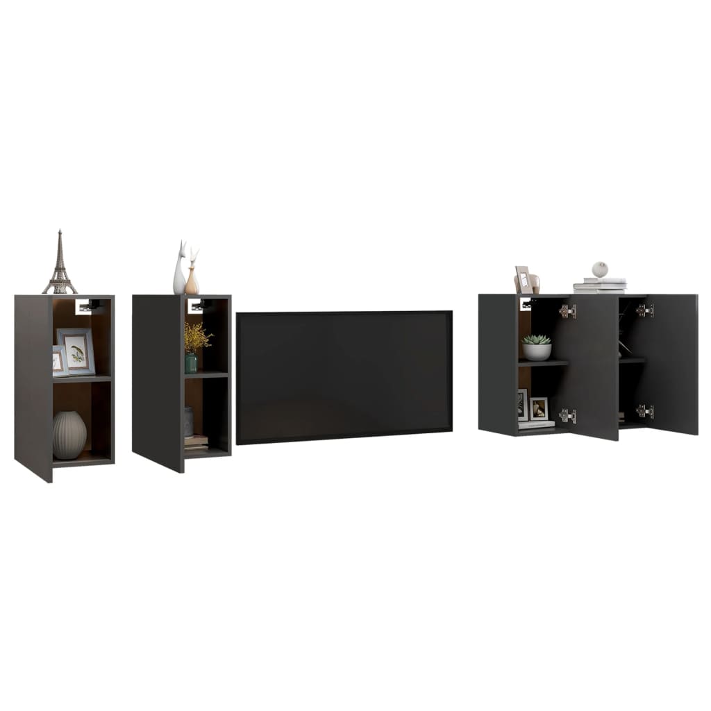 vidaXL TV Cabinets 4 pcs Grey 30.5x30x60 cm Engineered Wood