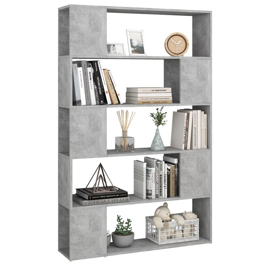vidaXL Book Cabinet Room Divider Concrete Grey 100x24x155 cm Engineered Wood