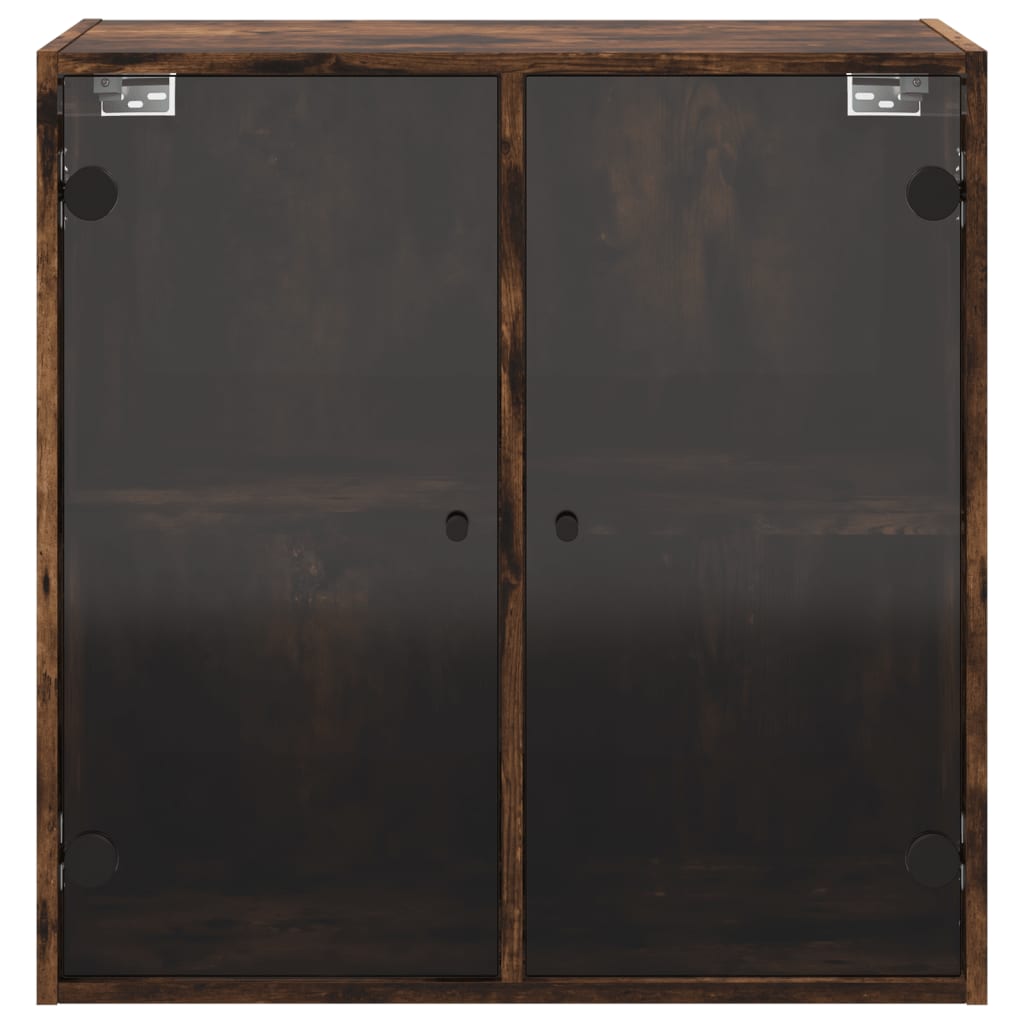 vidaXL Wall Cabinet with Glass Doors Smoked Oak 68x37x68.5 cm