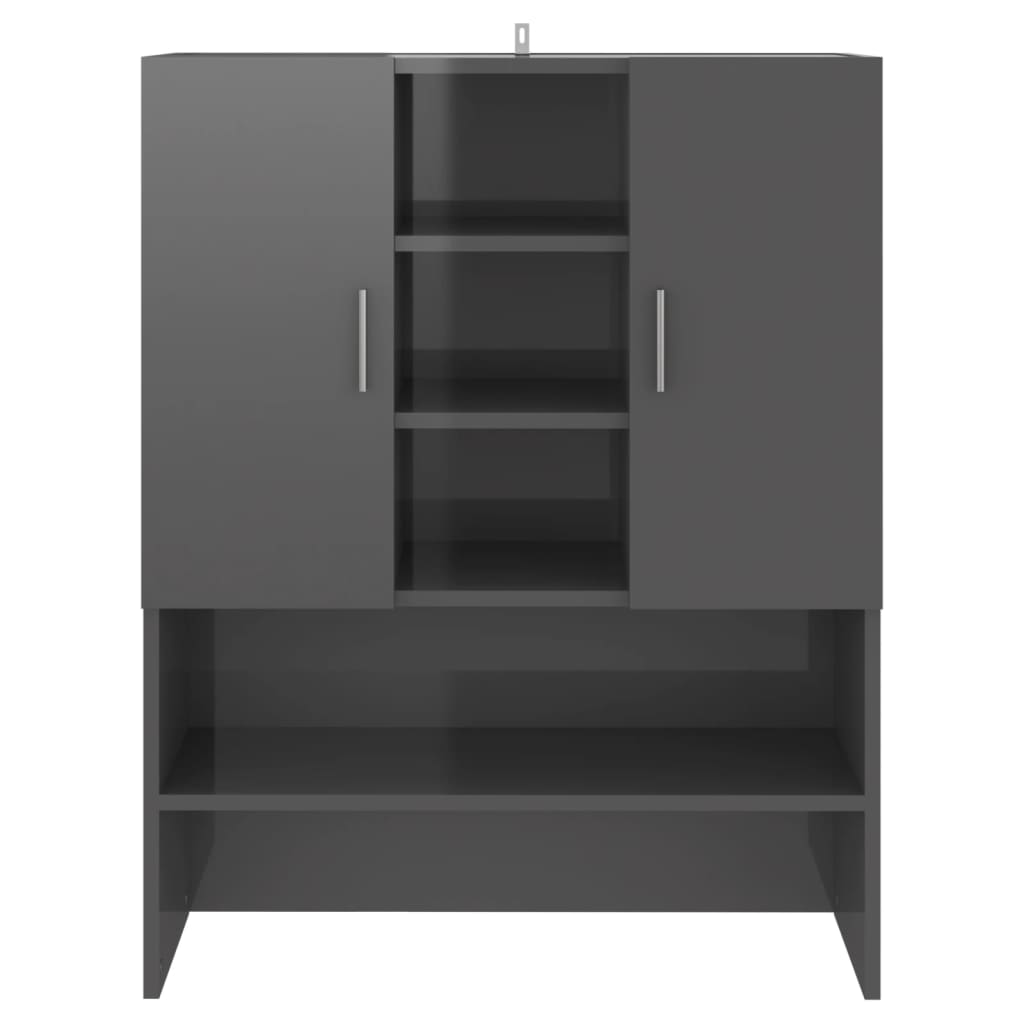 vidaXL Washing Machine Cabinet High Gloss Grey 70.5x25.5x90 cm