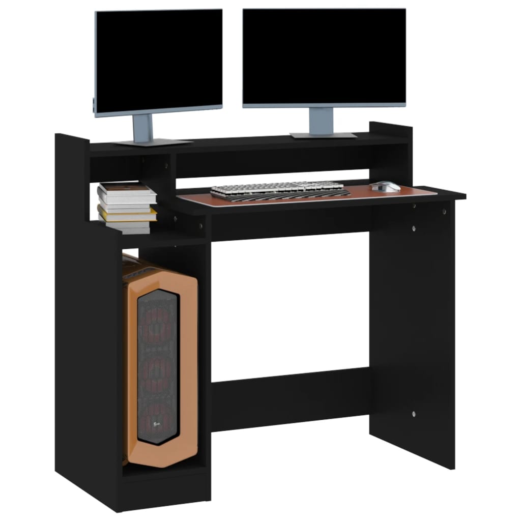 vidaXL Desk with LED Lights Black 97x45x90 cm Engineered Wood