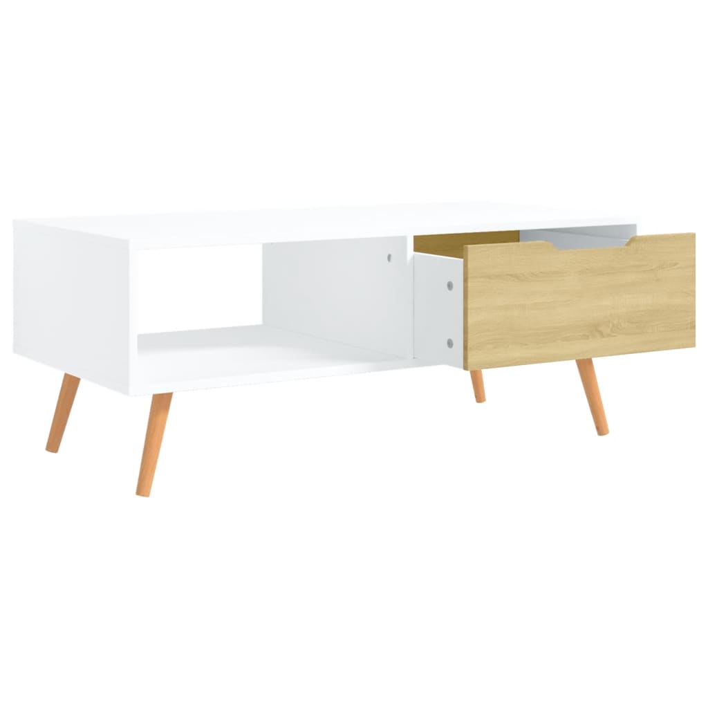 vidaXL Coffee Table White and Sonoma Oak 100x49.5x43 cm Engineered Wood