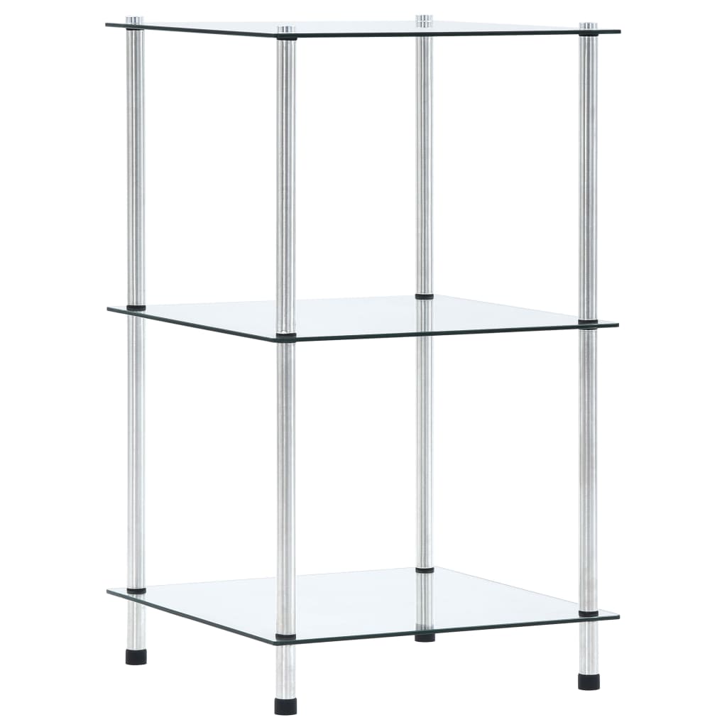 vidaXL 3-Tier Shelf Transparent 40x40x67 cm Tempered Glass