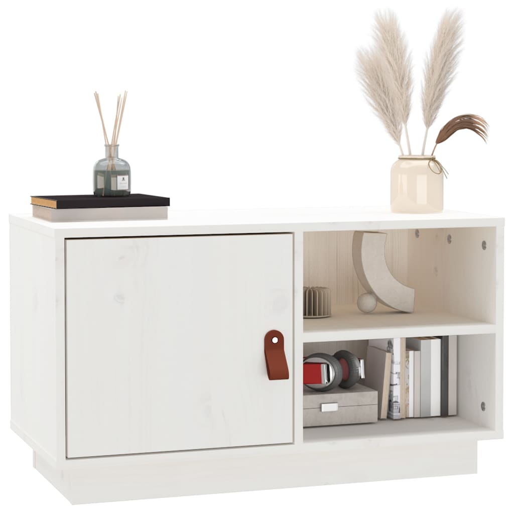 vidaXL TV Cabinet White 70x34x40 cm Solid Wood Pine