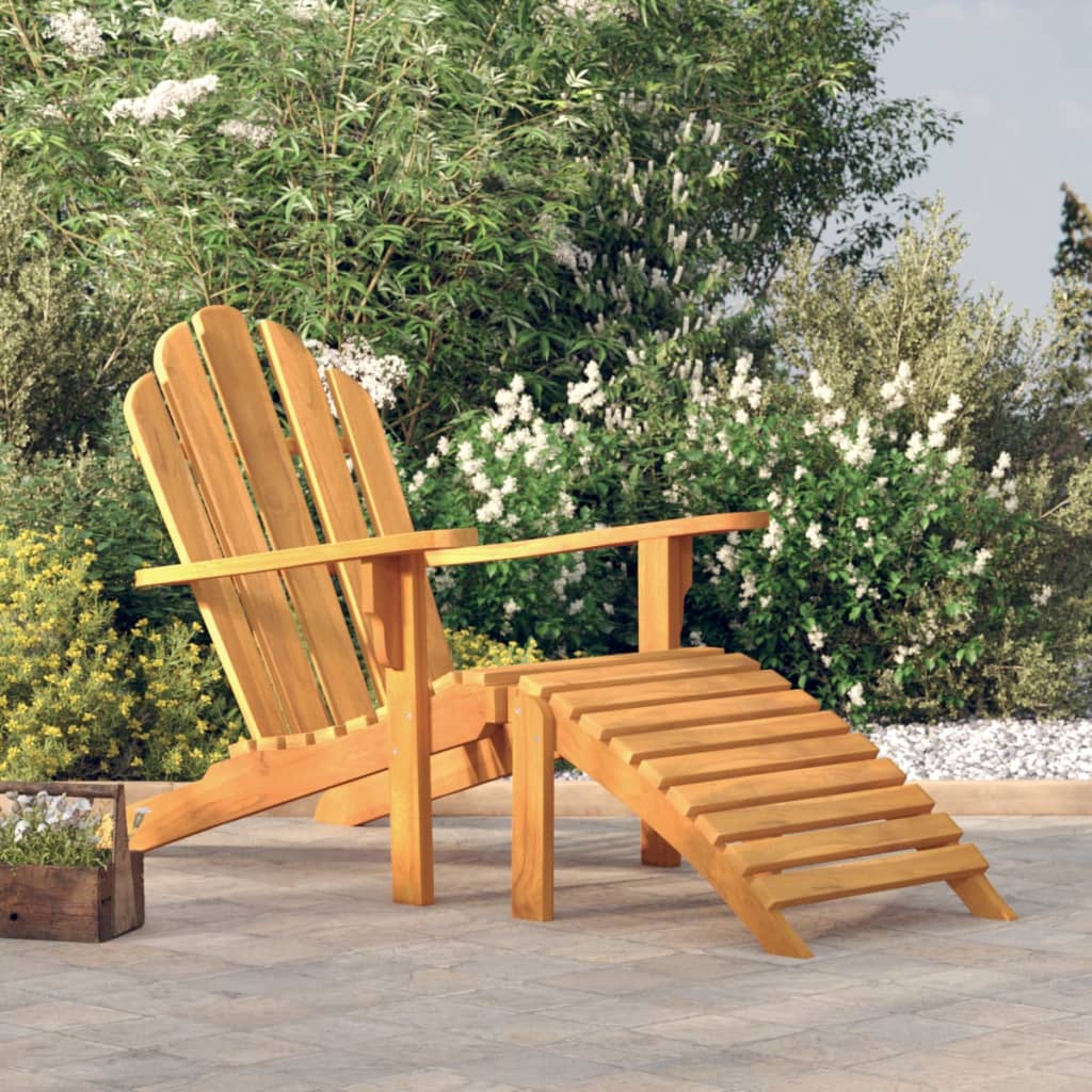 vidaXL Garden Adirondack Chair with Footrest Solid Wood Teak