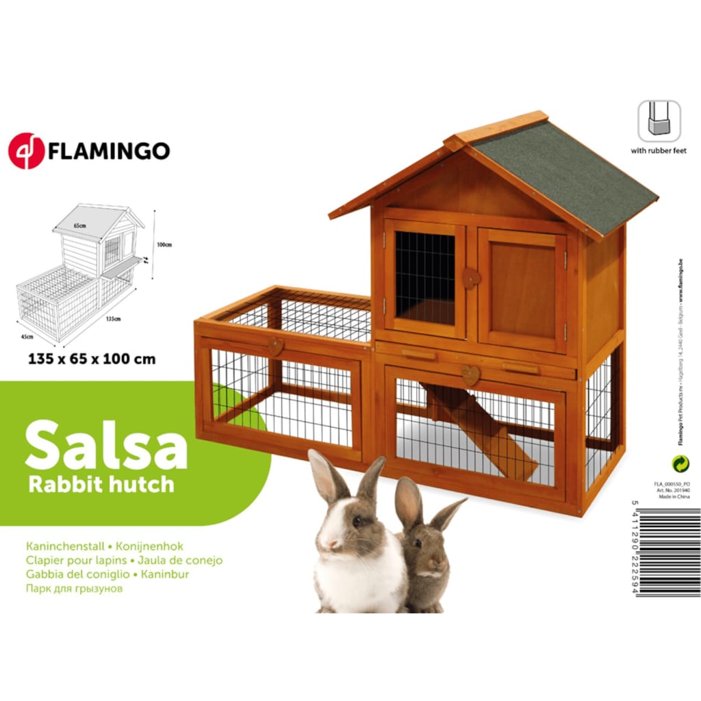 FLAMINGO Rabbit Hutch Salsa135x65x100 cm Brown