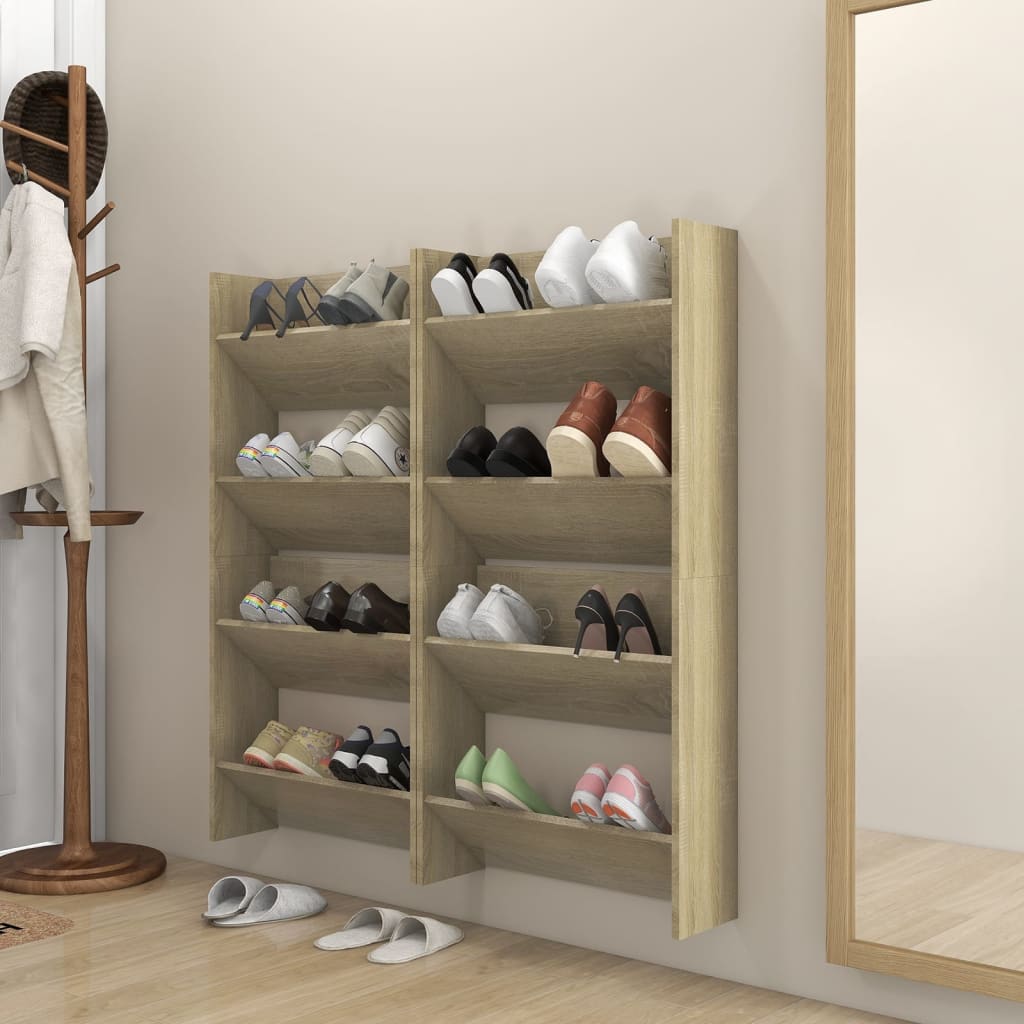 vidaXL Wall Shoe Cabinets 4 pcs Sonoma Oak 60x18x60 cmEngineered Wood